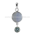 Стильный синий кружевной Агат и голубой топаз драгоценных камней с 925 серебро капли Кулон